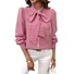 Women's Long Sleeve Shirt Spring/Fall Plaid Bow Shirt Collar Daily Going Out Casual Top