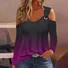 Women's Long Sleeve Blouse Spring/Fall Ombre V Neck Daily Going Out Casual Top