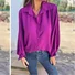 Women's Long Sleeve Shirt Spring/Fall Plain Shirt Collar Daily Going Out Casual Top