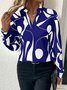 Women's Long Sleeve Blouse Spring/Fall Random Print V Neck Daily Going Out Casual Top