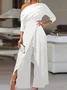 Women's Plain Long Sleeve Casual Spring/Fall Jersey Jumpsuit