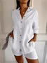 Women's Long Sleeve Shirt Spring/Fall Plain Shirt Collar Daily Going Out Casual Top