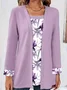 Women's Long Sleeve Blouse Spring/Fall Floral Jersey Square Neck Daily Going Out Casual Top