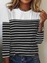 Women's Long Sleeve Tee T-shirt Spring/Fall Striped Printing Knitted Crew Neck Daily Going Out Casual Top