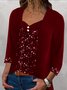 Women's Long Sleeve Blouse Spring/Fall Plain V Neck Daily Going Out Casual Top