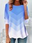 Women's Long Sleeve Tee T-shirt Spring/Fall Color Block Printing Jersey Crew Neck Daily Going Out Vintage Top