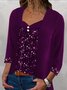 Women's Long Sleeve Blouse Spring/Fall Plain V Neck Daily Going Out Casual Top