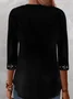 Women's Long Sleeve Blouse Spring/Fall Plain V Neck Daily Going Out Casual Top