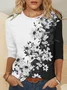 Women's Long Sleeve Tee T-shirt Spring/Fall Floral Printing Knitted Crew Neck Daily Going Out Casual Top