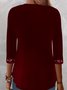 Women's Long Sleeve Blouse Spring/Fall Plain V Neck Daily Going Out Casual Top