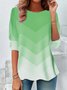 Women's Long Sleeve Tee T-shirt Spring/Fall Color Block Printing Jersey Crew Neck Daily Going Out Vintage Top