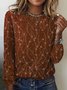 Women's Long Sleeve Tee T-shirt Spring/Fall Abstract Knitted Crew Neck Daily Going Out Casual Top