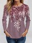 Women's Long Sleeve Tee T-shirt Spring/Fall Leaf Knitted Crew Neck Daily Going Out Casual Top