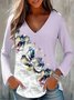 Women's Long Sleeve Tee T-shirt Spring/Fall Floral Jersey V Neck Daily Going Out Casual Top