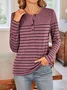 Women's Long Sleeve Tee T-shirt Spring/Fall Striped Knitted Crew Neck Daily Going Out Casual Top