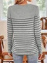 Women's Long Sleeve Tee T-shirt Spring/Fall Striped Knitted Crew Neck Daily Going Out Casual Top