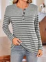 Women's Long Sleeve Tee T-shirt Spring/Fall Striped Knitted Crew Neck Daily Going Out Casual Top