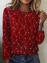 Women's Long Sleeve Tee T-shirt Spring/Fall Abstract Knitted Crew Neck Daily Going Out Casual Top