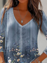 Women's Long Sleeve Tee T-shirt Spring/Fall Floral Jersey V Neck Daily Going Out Casual Top