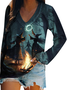 Women's Long Sleeve Tee T-shirt Spring/Fall Halloween Jersey Crew Neck Daily Going Out Casual Top