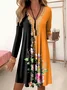 Women's Long Sleeve Summer Floral Jersey Dress V Neck Daily Going Out Casual Midi A-Line TUNIC