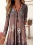 Women's Long Sleeve Summer Floral Jersey Dress V Neck Daily Going Out Casual Midi A-Line TUNIC