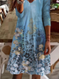 Women's Long Sleeve Summer Floral Jersey Dress V Neck Daily Going Out Casual Midi A-Line TUNIC