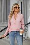 Women's Long Sleeve Blouse Spring/Fall Striped Buckle V Neck Daily Going Out Casual Top