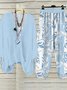 Women's Floral Daily Going Out Two Piece Set Three Quarter Sleeve Casual Spring/Fall Top With Pants Matching Set