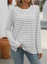 Women's Long Sleeve Blouse Spring/Fall Striped Crew Neck Daily Going Out Casual Top