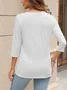 Women's Long Sleeve Blouse Spring/Fall Plain V Neck Daily Going Out Casual Top