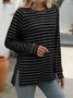 Women's Long Sleeve Blouse Spring/Fall Striped Crew Neck Daily Going Out Casual Top