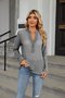 Women's Long Sleeve Blouse Spring/Fall Striped Buckle V Neck Daily Going Out Casual Top