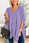 Plain Casual V Neck Loose Sweater