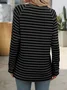 Women's Long Sleeve Blouse Spring/Fall Striped Crew Neck Daily Going Out Casual Top