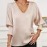 Women's Long Sleeve Blouse Spring/Fall Plain V Neck Daily Going Out Casual Top