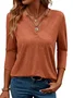 Women's Long Sleeve Blouse Spring/Fall Plain V Neck Daily Going Out Casual Top