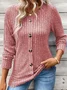 Women's Long Sleeve Tee T-shirt Spring/Fall Plain Buckle Crew Neck Daily Going Out Casual Top