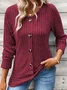 Women's Long Sleeve Tee T-shirt Spring/Fall Plain Buckle Crew Neck Daily Going Out Casual Top