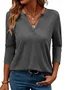 Women's Long Sleeve Blouse Spring/Fall Plain V Neck Daily Going Out Casual Top