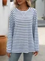 Women's Long Sleeve Blouse Spring/Fall Striped Crew Neck Daily Going Out Casual Top