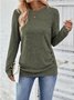 Women's Long Sleeve Blouse Spring/Fall Plain Zipper Jersey Crew Neck Daily Going Out Casual Top