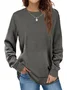 Women's Long Sleeve Tee T-shirt Spring/Fall Plain Knitted Crew Neck Daily Going Out Casual Top