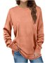 Women's Long Sleeve Tee T-shirt Spring/Fall Plain Knitted Crew Neck Daily Going Out Casual Top