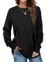 Women's Long Sleeve Tee T-shirt Spring/Fall Plain Knitted Crew Neck Daily Going Out Casual Top