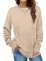 Women's Long Sleeve Tee T-shirt Spring/Fall Plain Knitted Crew Neck Daily Going Out Casual Top