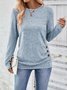 Women's Long Sleeve Blouse Spring/Fall Plain Zipper Jersey Crew Neck Daily Going Out Casual Top