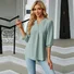 Women's Half Sleeve Shirt Summer Plain V Neck Balloon Sleeve Daily Going Out Casual Top