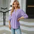 Women's Half Sleeve Shirt Summer Plain V Neck Balloon Sleeve Daily Going Out Casual Top