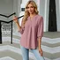 Women's Half Sleeve Shirt Summer Plain V Neck Balloon Sleeve Daily Going Out Casual Top